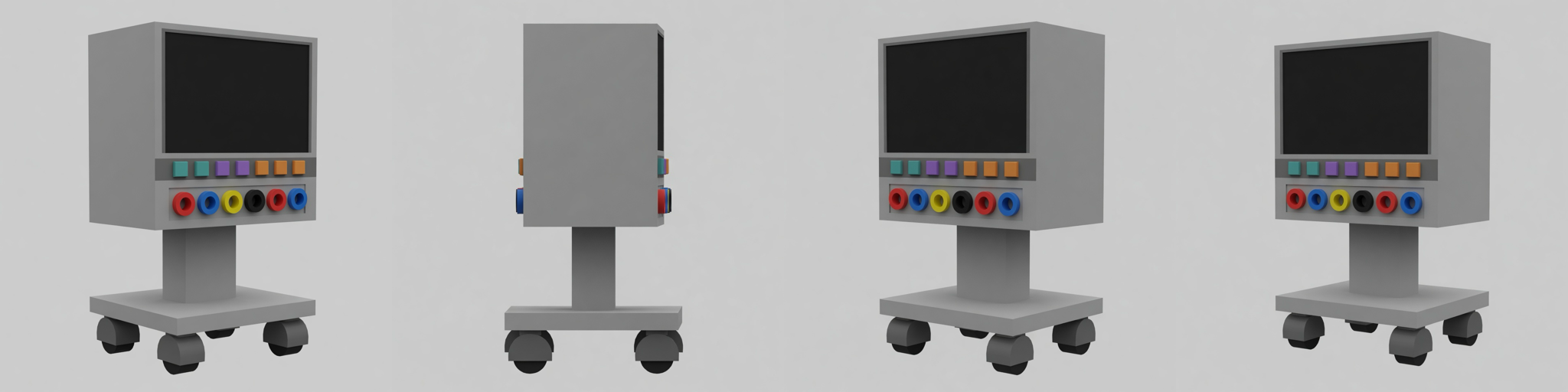Four-view multi-view pack of the same ECG cart for TRELLIS conditioning