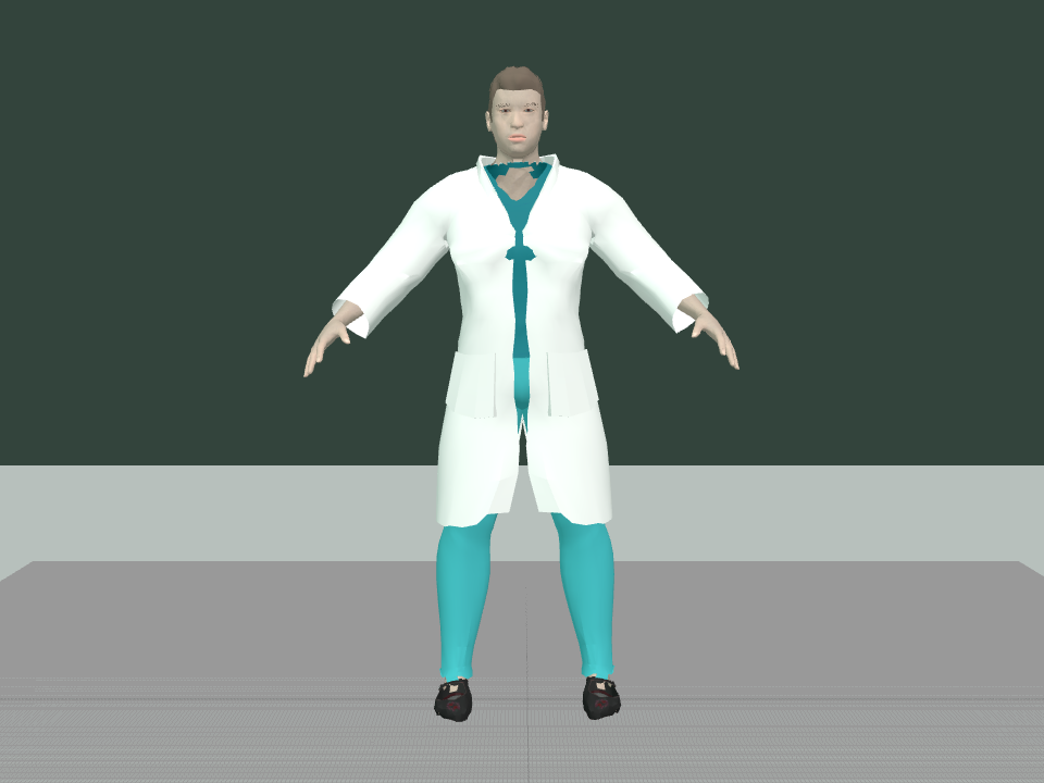 The full standing physician figure on the floor plane, new code, for orientation.
