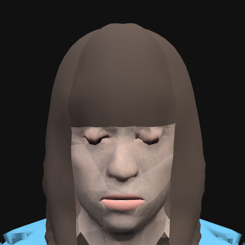 Native face crop at closed lid, not upscaled: no iris sliver, sockets read hollow.