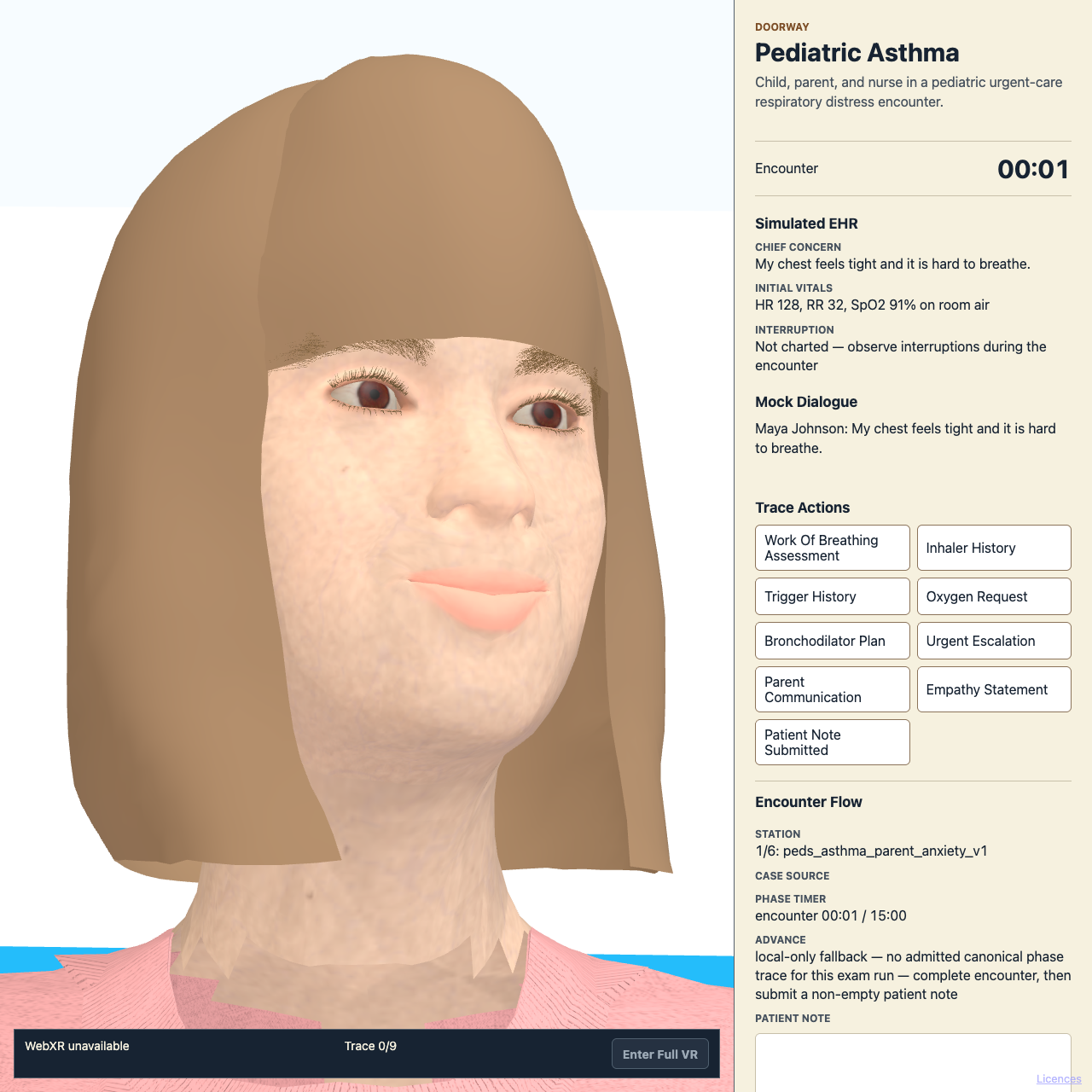 Control: lips sealed, Trace 0/9, Parent Communication unselected, parent_tara_johnson_v1 at 1280x1280 native.